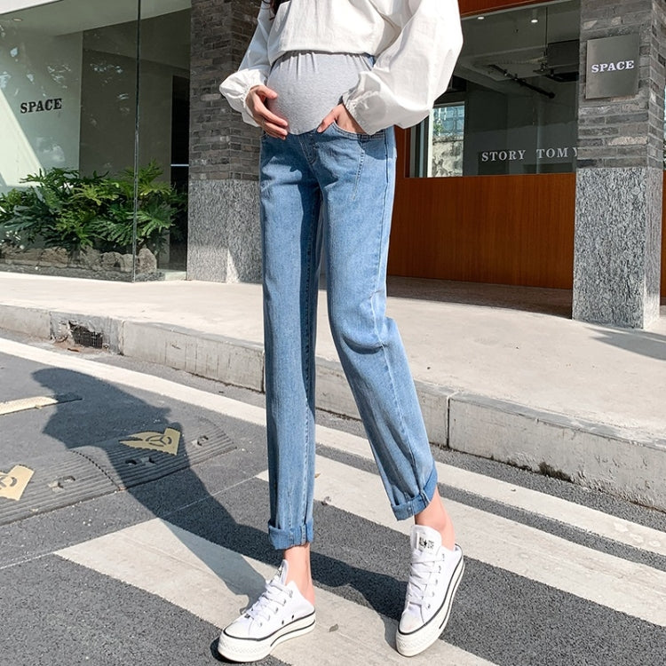 Spring Belly Support Denim Daddy Pants for Pregnant Women