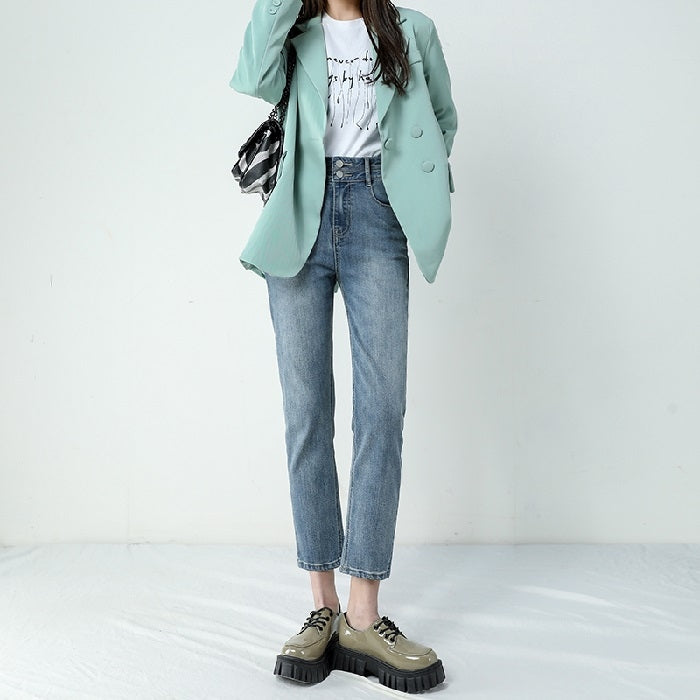 Spring Summer Nine Point Straight Skinny Jeans