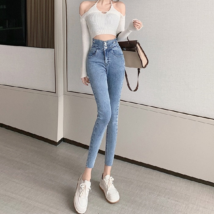 Spring Summer High Waist Slim Skinny Jeans