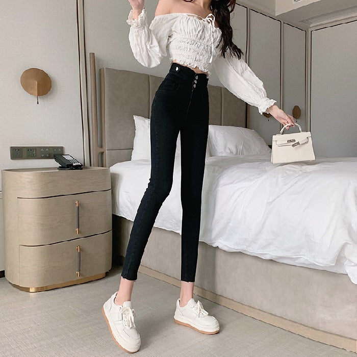 Spring Summer High Waist Slim Skinny Jeans
