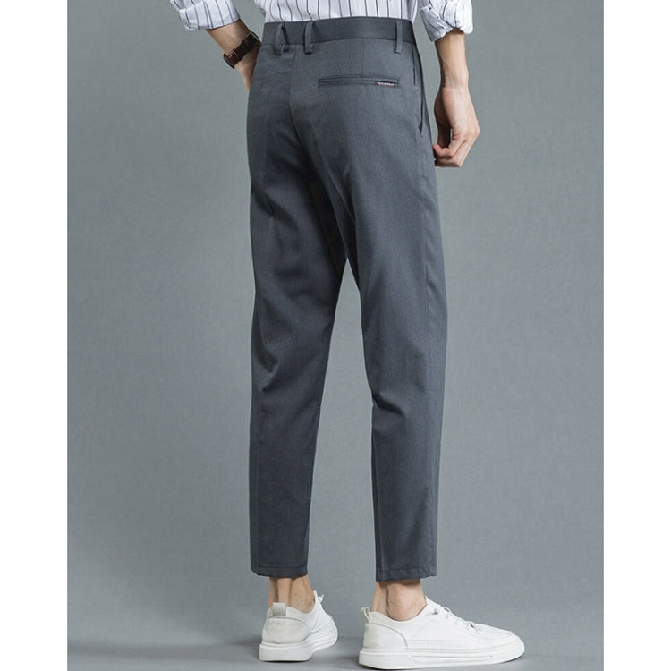 Spring and Summer and Autumn Elastic Waist Slim Fit Ankle-length Skinny Trousers for Men