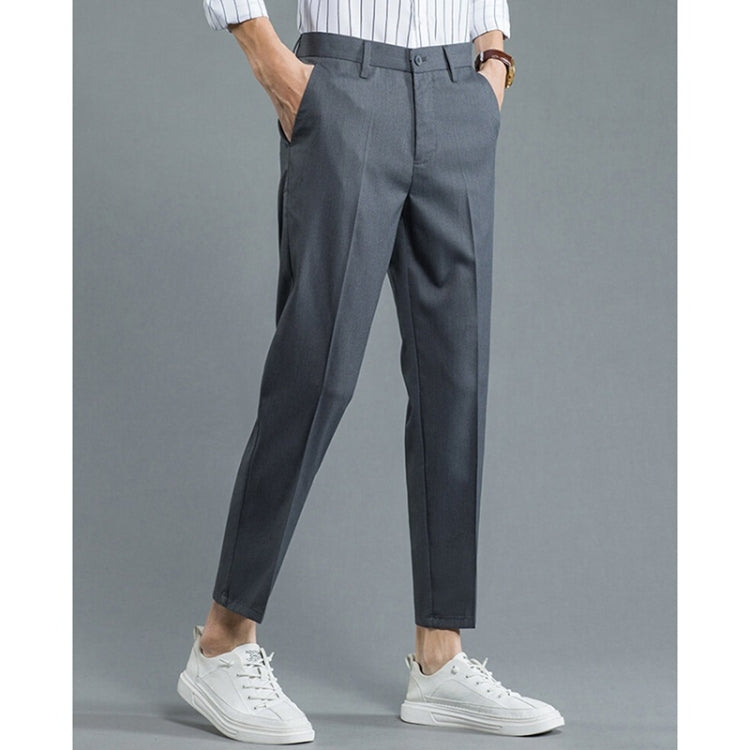 Spring and Summer and Autumn Elastic Waist Slim Fit Ankle-length Skinny Trousers for Men