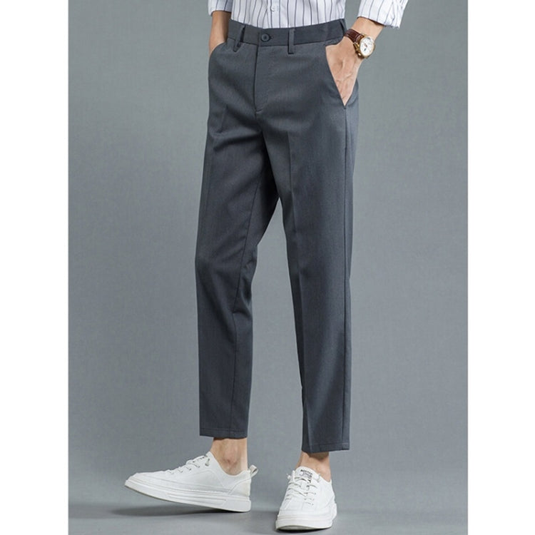 Spring and Summer and Autumn Elastic Waist Slim Fit Ankle-length Skinny Trousers for Men
