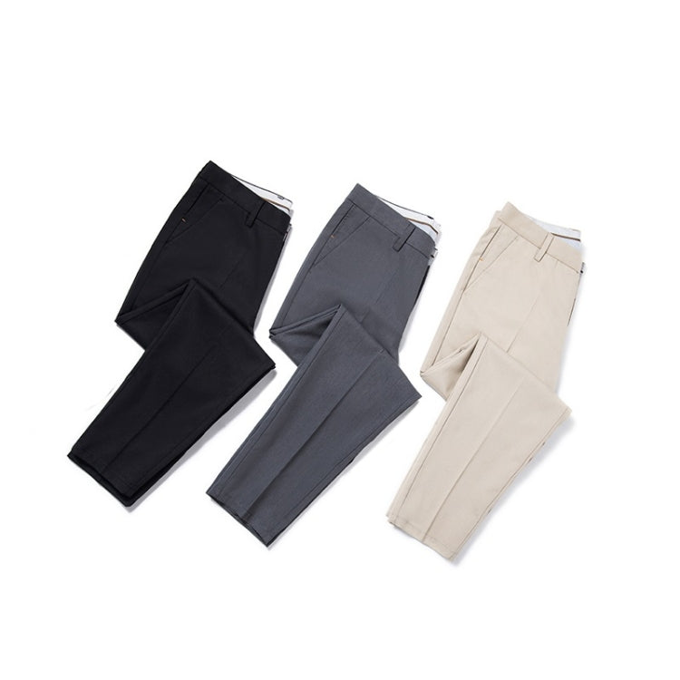 Spring and Summer and Autumn Elastic Waist Slim Fit Ankle-length Skinny Trousers for Men