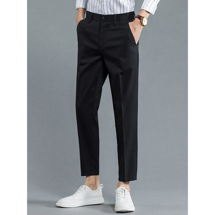 Spring and Summer and Autumn Elastic Waist Slim Fit Ankle-length Skinny Trousers for Men