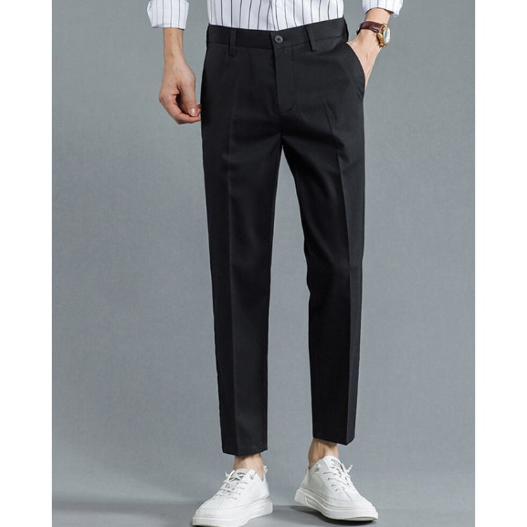 Spring and Summer and Autumn Elastic Waist Slim Fit Ankle-length Skinny Trousers for Men