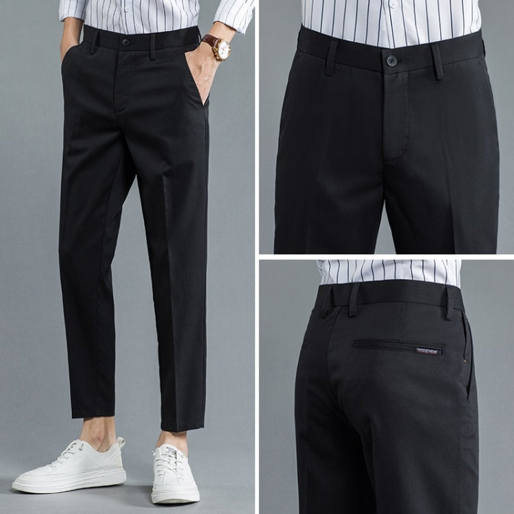 Spring and Summer and Autumn Elastic Waist Slim Fit Ankle-length Skinny Trousers for Men