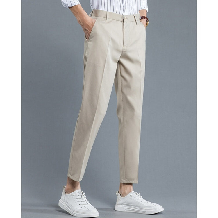 Spring and Summer and Autumn Elastic Waist Slim Fit Ankle-length Skinny Trousers for Men