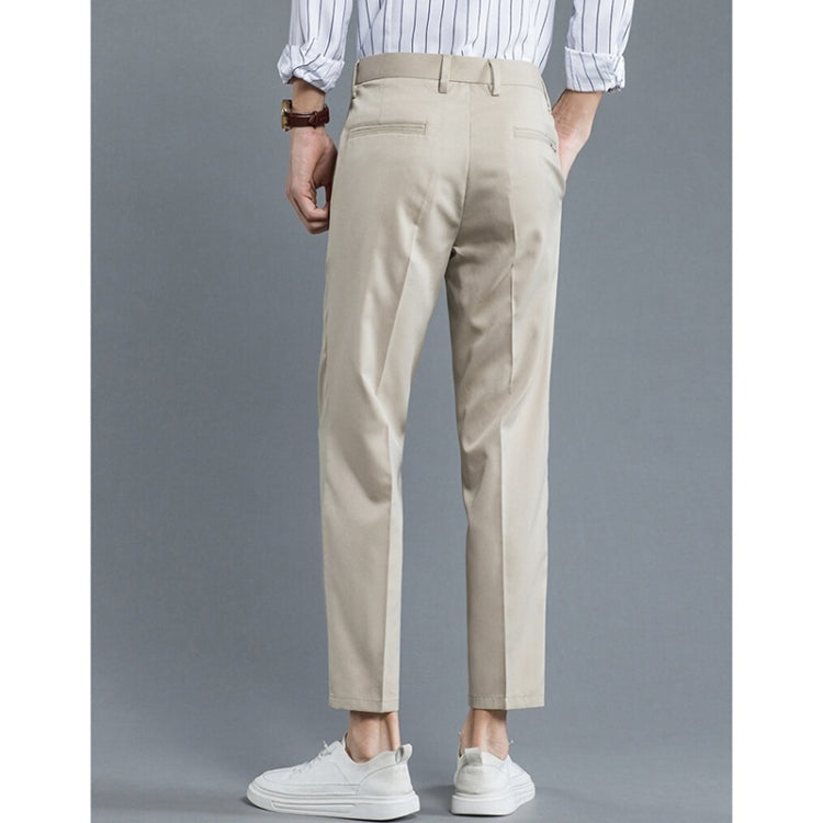 Spring and Summer and Autumn Elastic Waist Slim Fit Ankle-length Skinny Trousers for Men