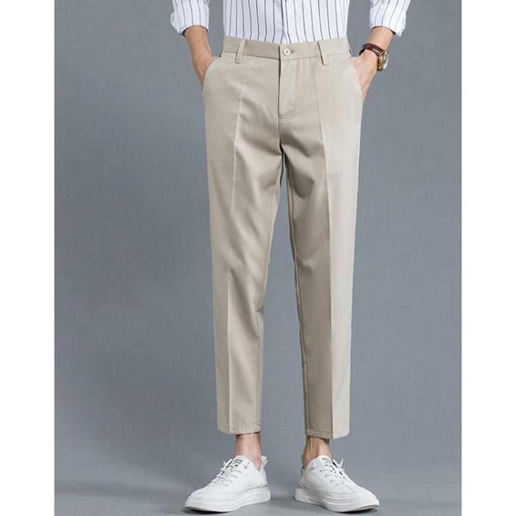 Spring and Summer and Autumn Elastic Waist Slim Fit Ankle-length Skinny Trousers for Men