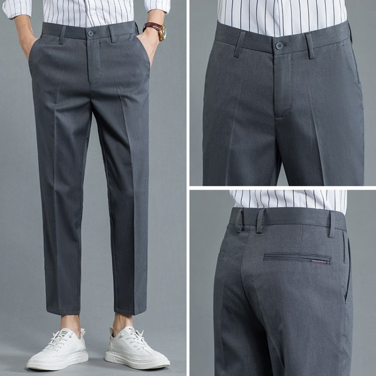 Spring and Summer and Autumn Elastic Waist Slim Fit Ankle-length Skinny Trousers for Men