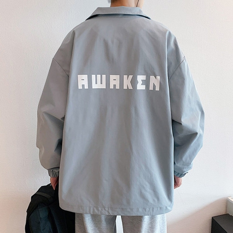 Autumn Winter Letter Pattern Loose Button Cardigan Coat For Men