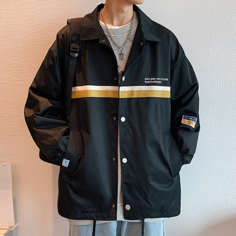 Autumn Winter Letter Pattern Loose Button Cardigan Coat For Men
