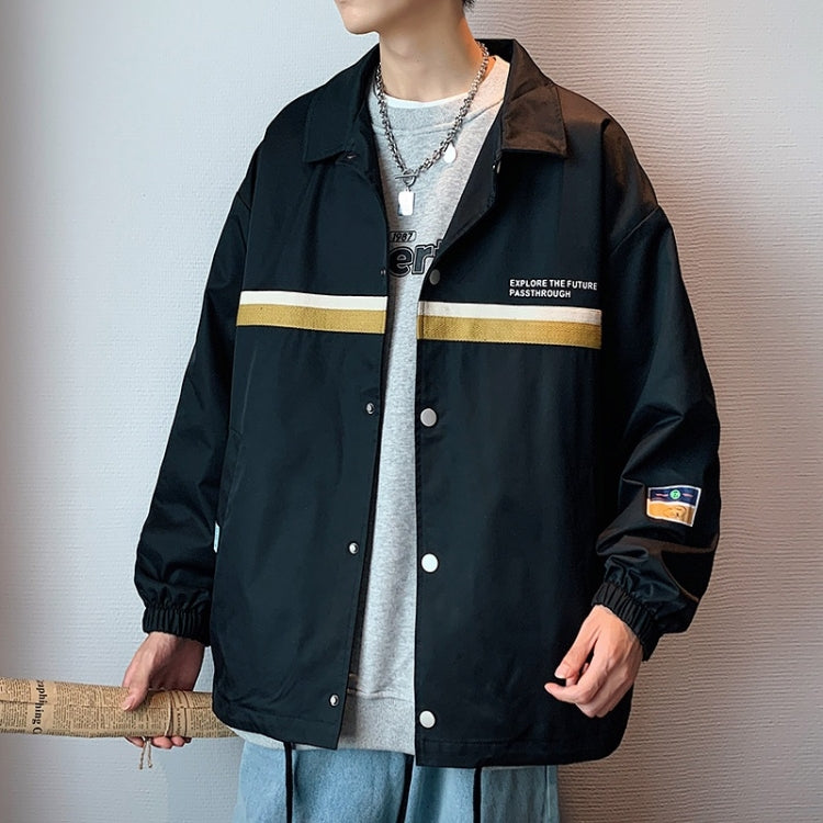 Autumn Winter Letter Pattern Loose Button Cardigan Coat For Men