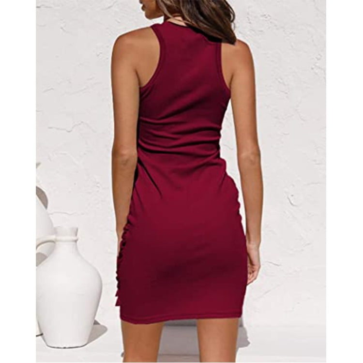 Sleeveless Crew Neck Bow Ties Irregular Dress