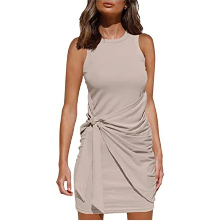 Sleeveless Crew Neck Bow Ties Irregular Dress