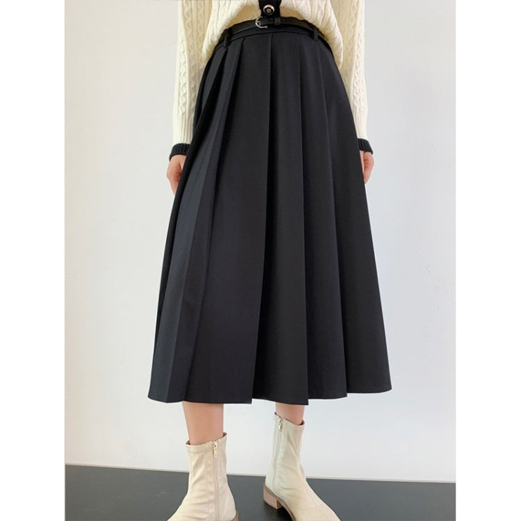 Spring Solid Color A-Line Pleated Umbrella Skirt for Ladies