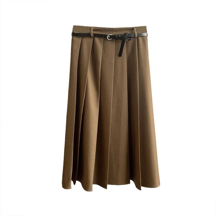 Spring Solid Color A-Line Pleated Umbrella Skirt for Ladies