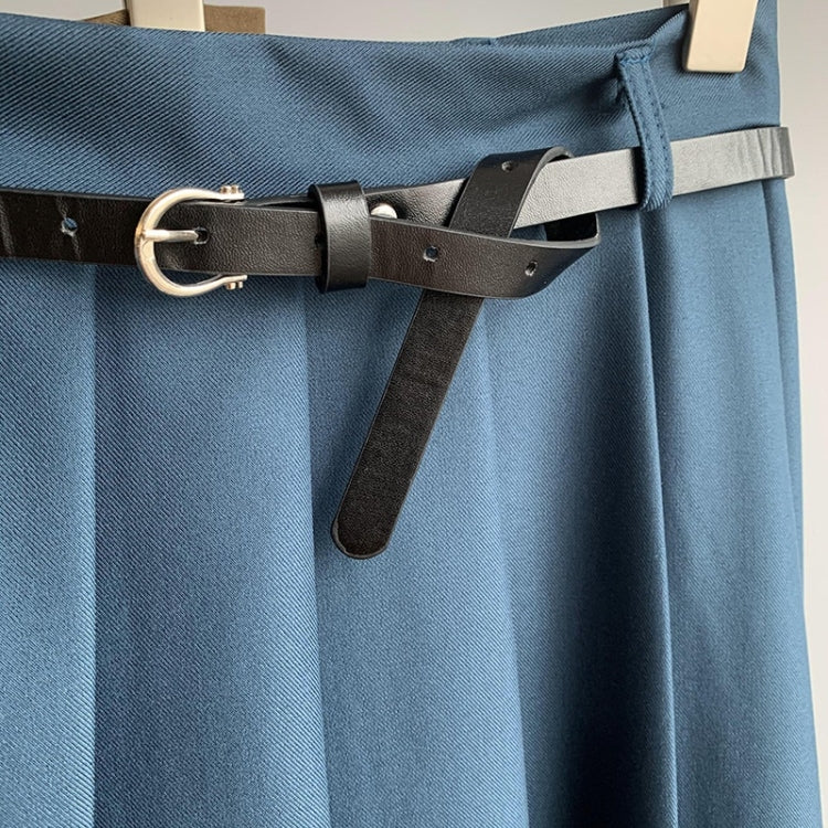 Spring Solid Color A-Line Pleated Umbrella Skirt for Ladies