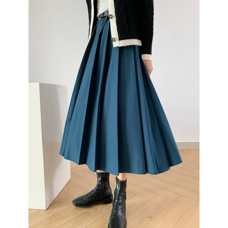 Spring Solid Color A-Line Pleated Umbrella Skirt for Ladies