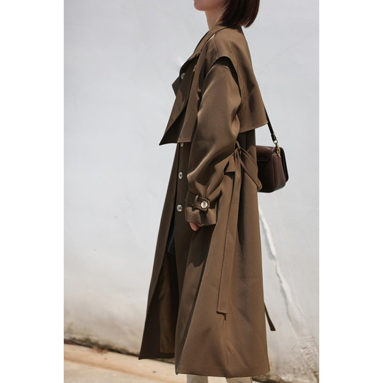Spring Loose Long Windbreaker with Detachable Windshield & Belt for Ladies