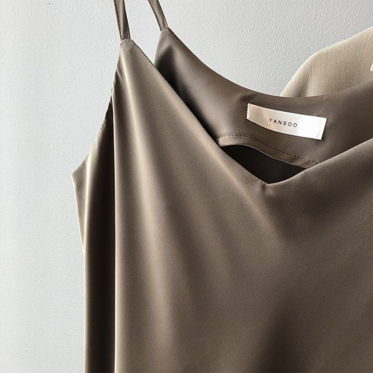 Spring Satin V-Neck Suspender Dress For Ladies