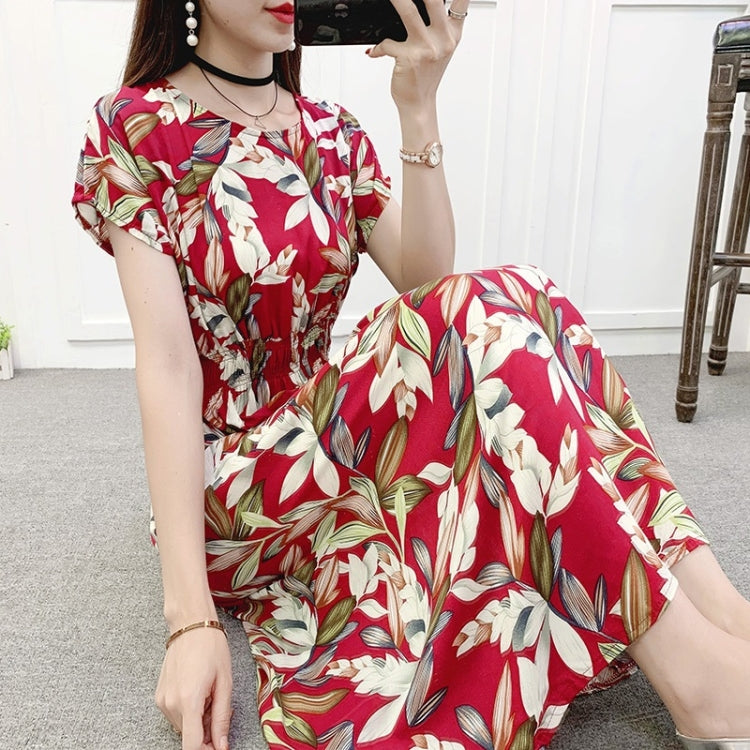 Summer Vintage Floral Cotton Silk Dress for Ladies