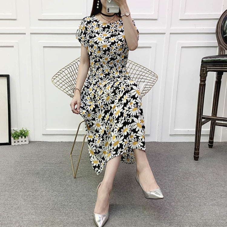 Summer Vintage Floral Cotton Silk Dress for Ladies