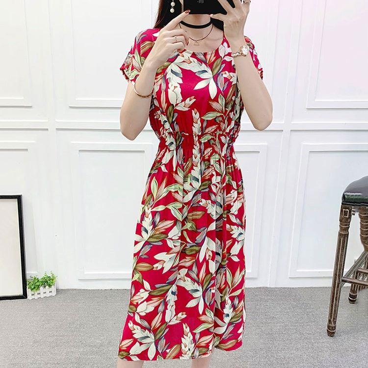Summer Vintage Floral Cotton Silk Dress for Ladies