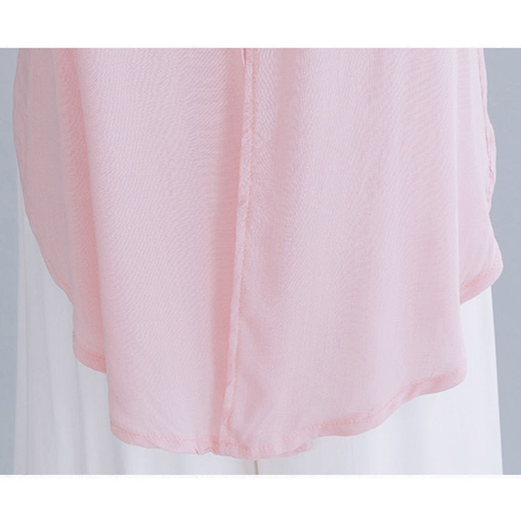 Summer Embroidered Cotton Linen Front Short Back Long Short Sleeve T-Shirt for Ladies