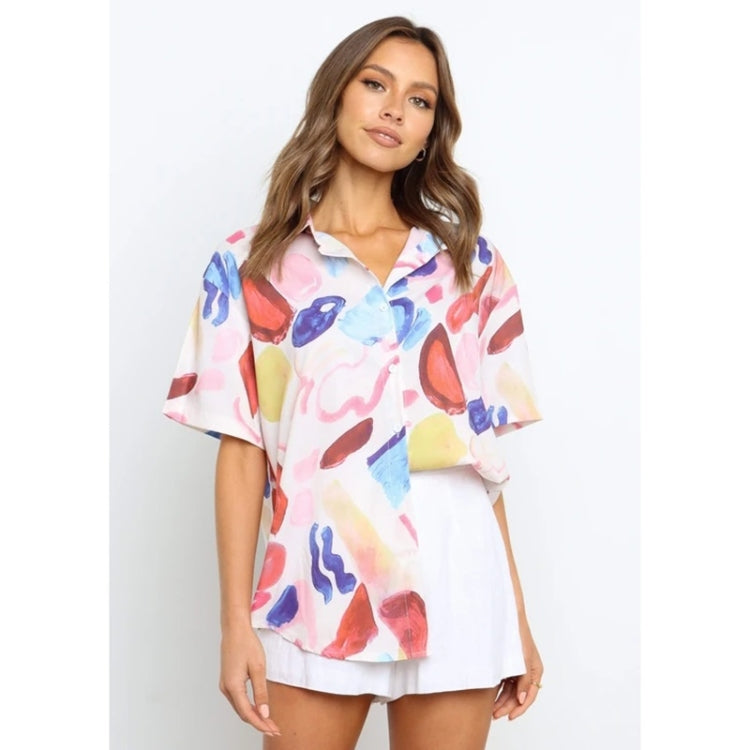 Spring And Summer Printed Short Sleeve Shirt For Women