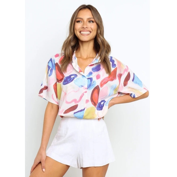 Spring And Summer Printed Short Sleeve Shirt For Women