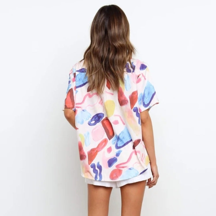Spring And Summer Printed Short Sleeve Shirt For Women