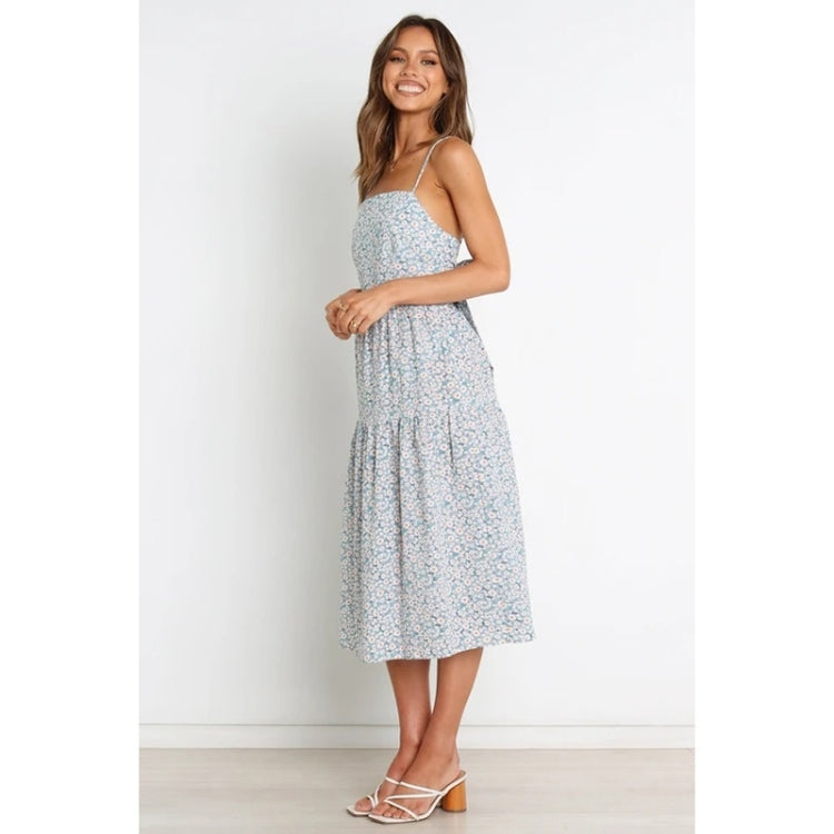 Summer Mid Length Floral Sling Dress for Ladies
