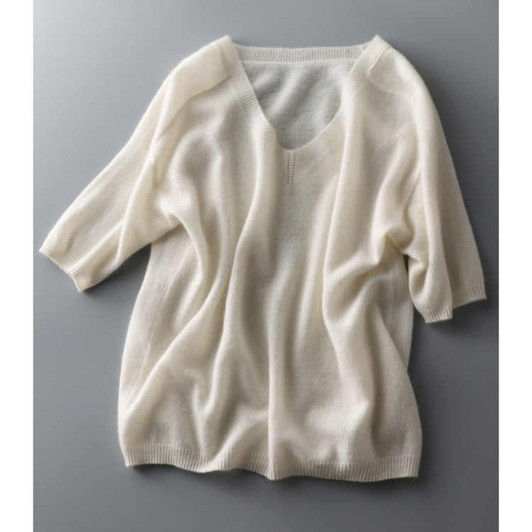 V-neck Cardigan Half-sleeve Sweater Knitted T-shirt