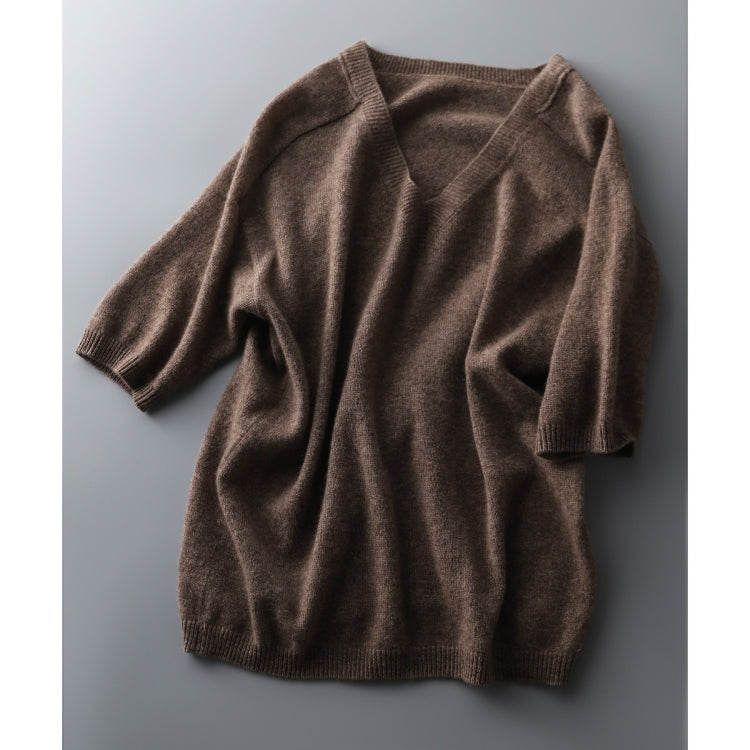 V-neck Cardigan Half-sleeve Sweater Knitted T-shirt