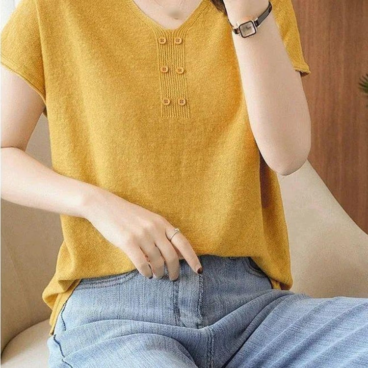 V-neck Cotton Short-sleeved T-shirt