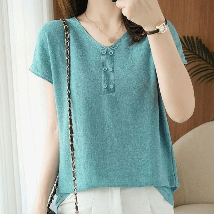 V-neck Cotton Short-sleeved T-shirt