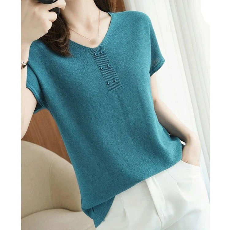 V-neck Cotton Short-sleeved T-shirt