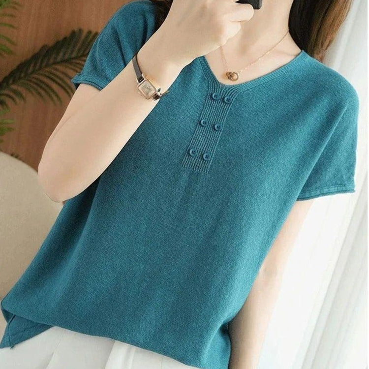 V-neck Cotton Short-sleeved T-shirt