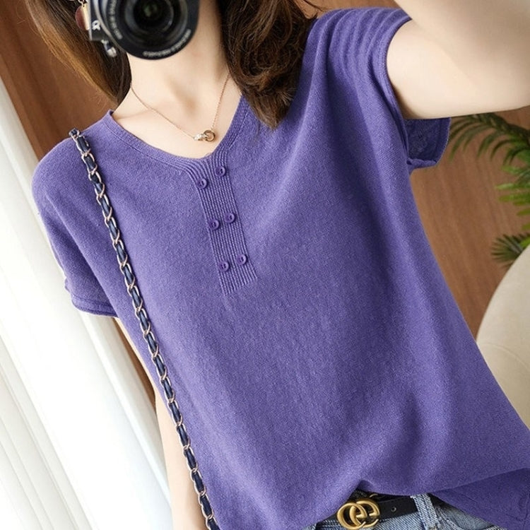 V-neck Cotton Short-sleeved T-shirt