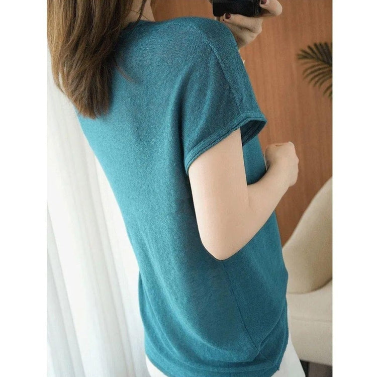 V-neck Cotton Short-sleeved T-shirt