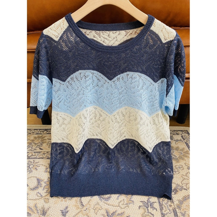 Cutout Short Sleeve Knit T-Shirt (As Show)