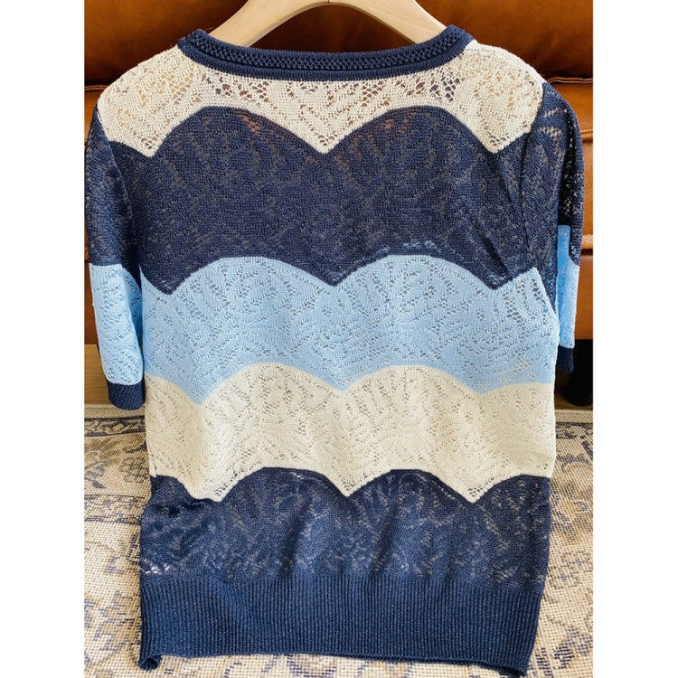 Cutout Short Sleeve Knit T-Shirt (As Show)