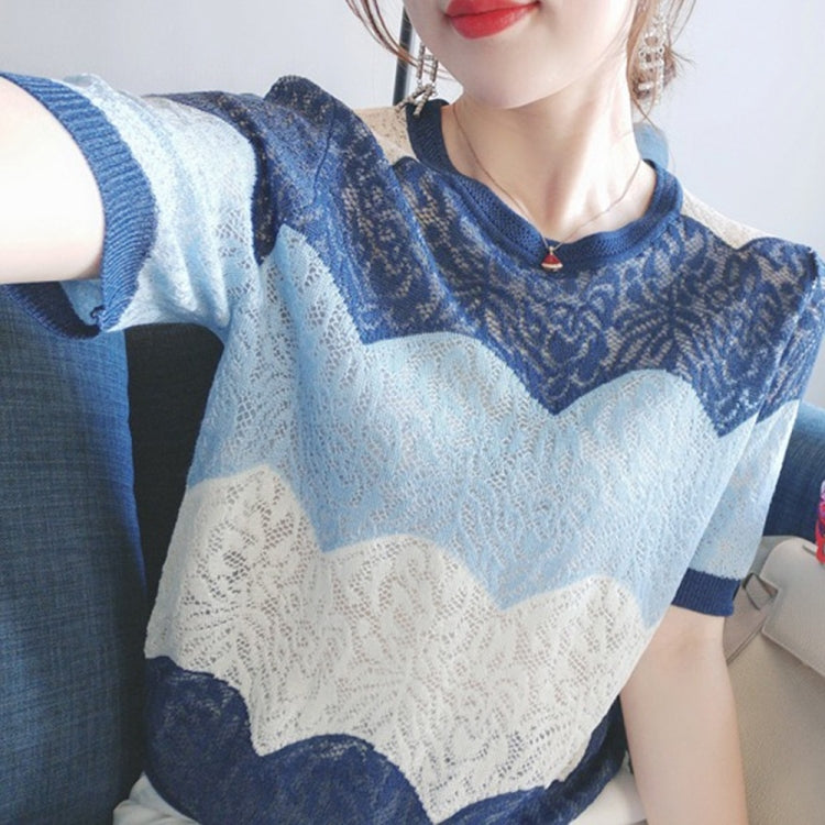 Cutout Short Sleeve Knit T-Shirt (As Show)