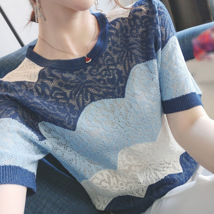 Cutout Short Sleeve Knit T-Shirt (As Show)