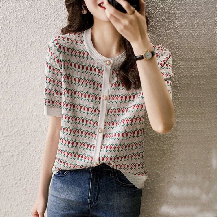 Little Tulip Knit Cardigan T-shirt (As Show)