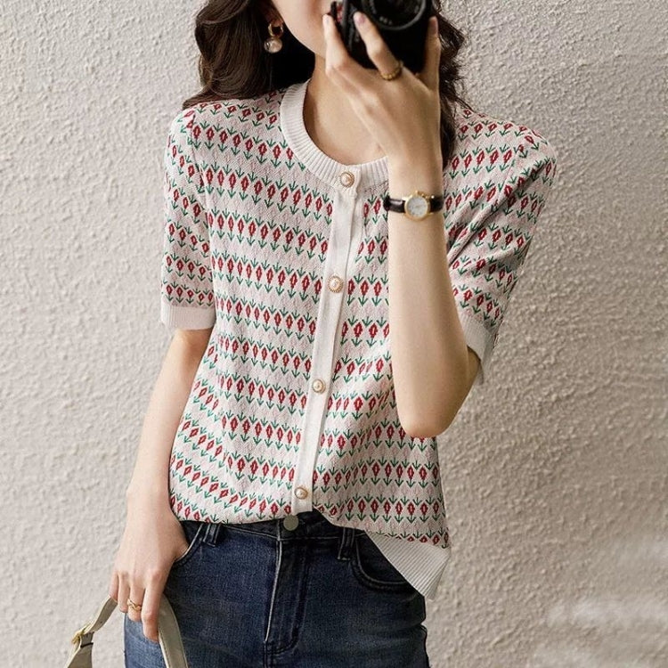 Little Tulip Knit Cardigan T-shirt (As Show)