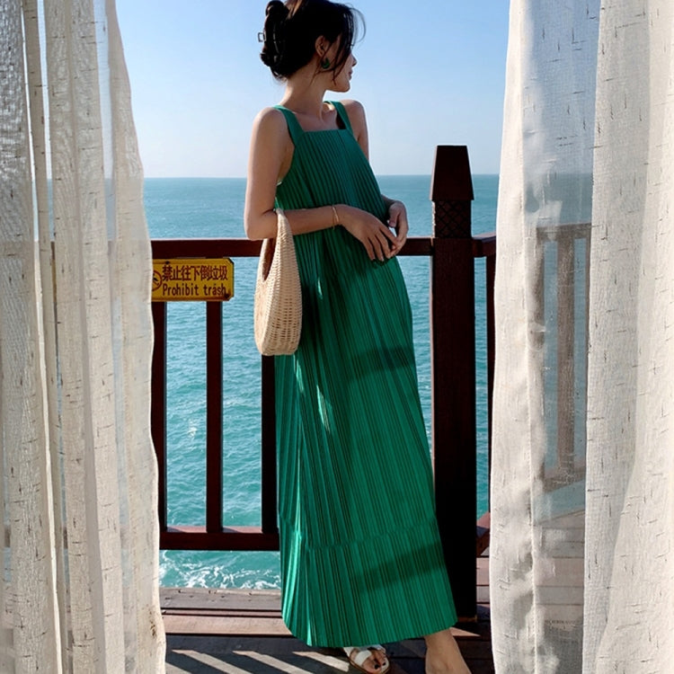 Sleeveless Wrinkle Sling Vest Dress