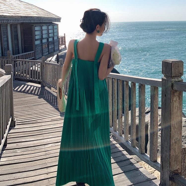 Sleeveless Wrinkle Sling Vest Dress